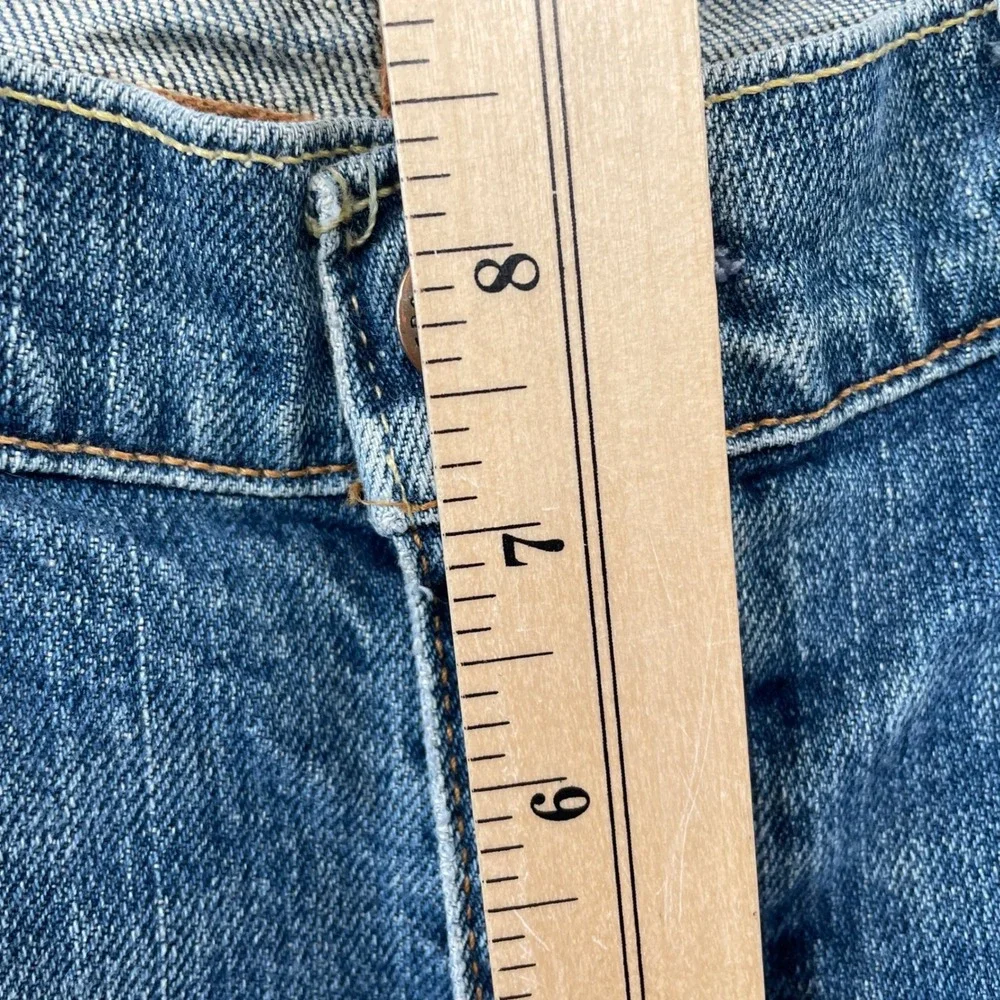 Abercrombie & Fitch Jeans Women 6L Blue Flare Stretch Low Rise Distressed Hem - Picture 4 of 7